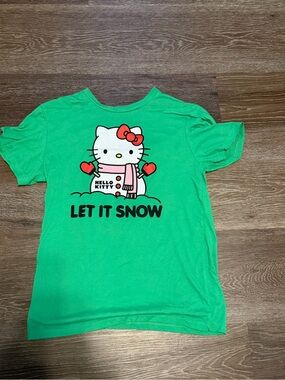 Hello Kitty "Let It Snow" Green Kids Tee